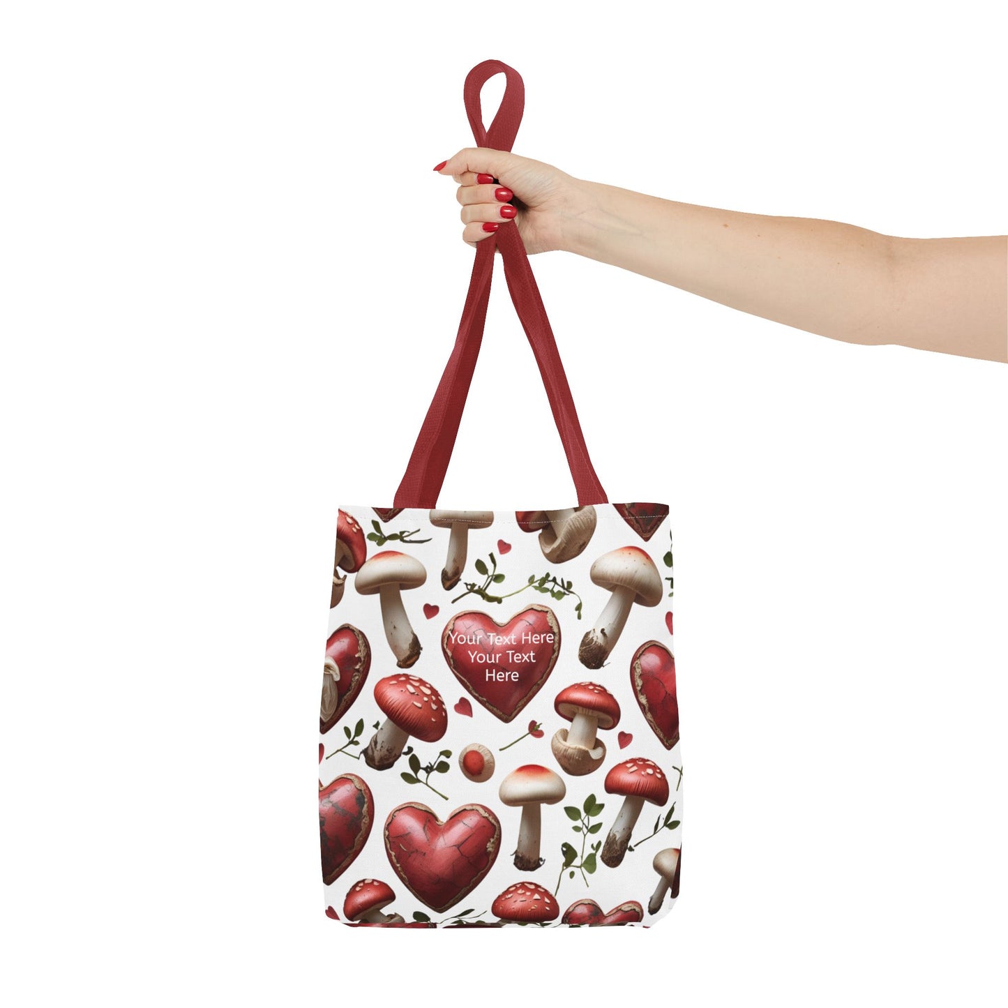 Romantic Mushroom Tote Bag | Cute Heart & Fungi Design | Eco-Friendly Shopping Bag, Gift for Her, Floral Grocery Bag, Boho Style