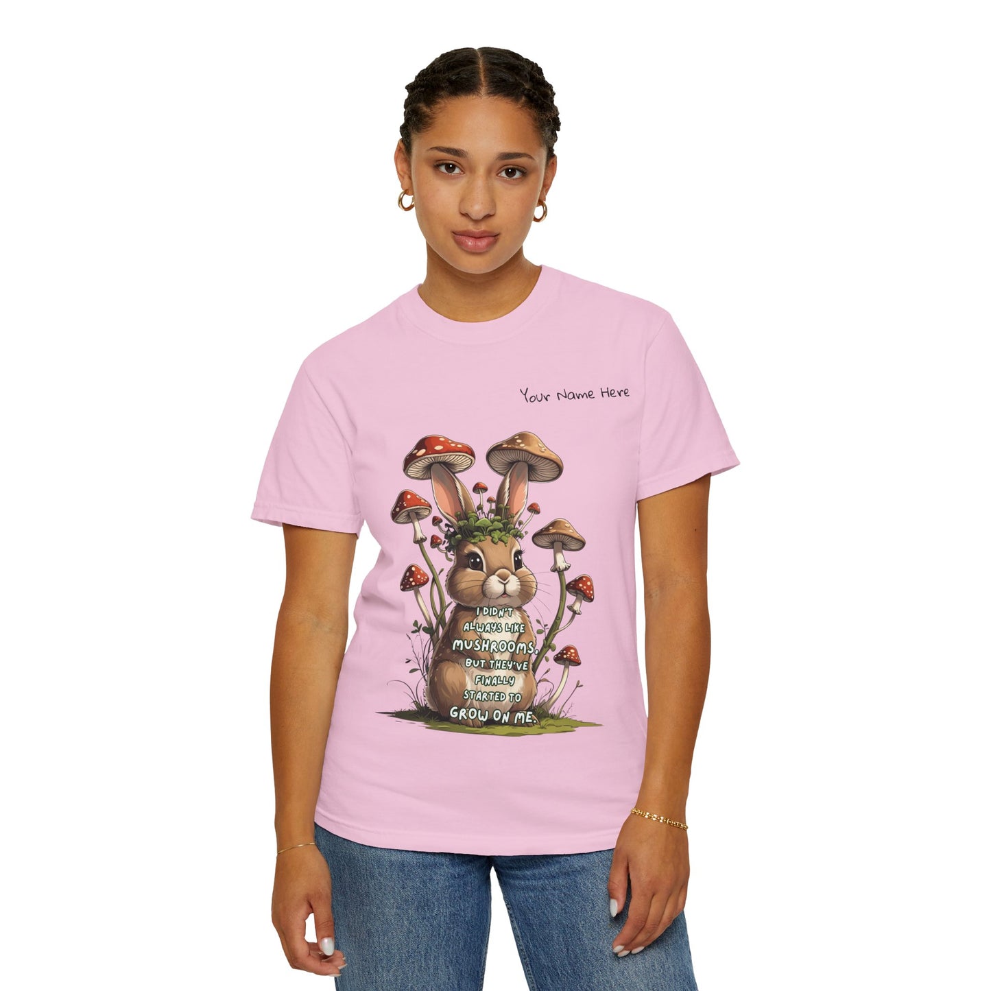 Cute Mushroom Bunny T-Shirt, Funny Quote Tee, Gift for Nature Lovers, Trendy Unisex Shirt, Casual Wear, Gardening Gift