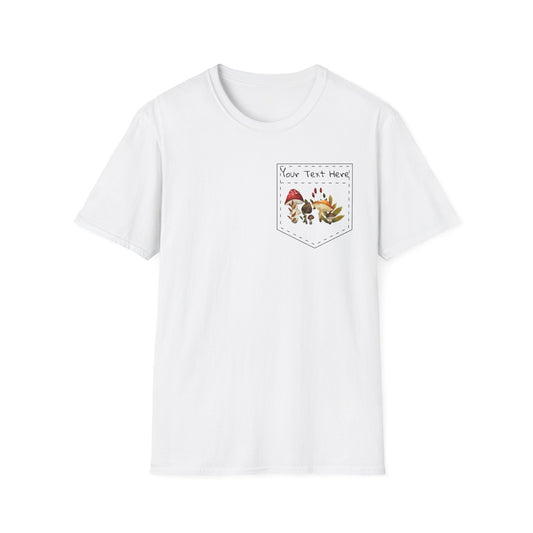Mushroom Pocket Tee, Nature T-Shirt, Plant Lover Gift, Botanical Graphic Shirt, Fungi Print Top