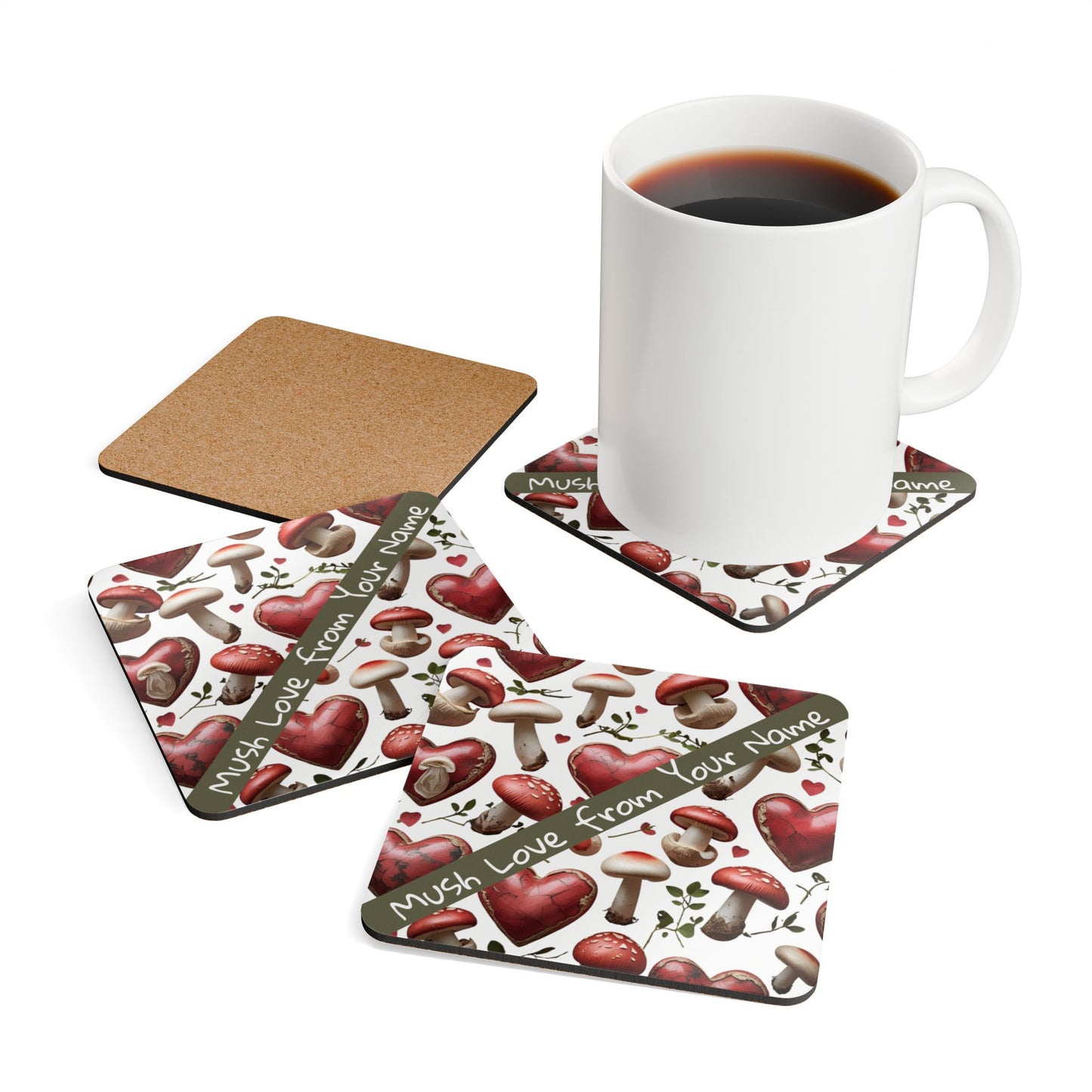 Personalized Corkwood Coaster Set - Rustic Mushroom Design, Eco-Friendly Drink Coasters, Perfect Gift for Nature Lovers, Housewarming [...]